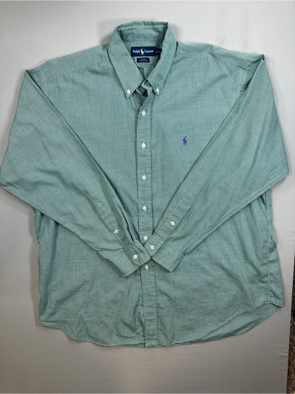 Ralph Lauren Men’s XL Blake 100% Cotton Green Check Button Down Shirt